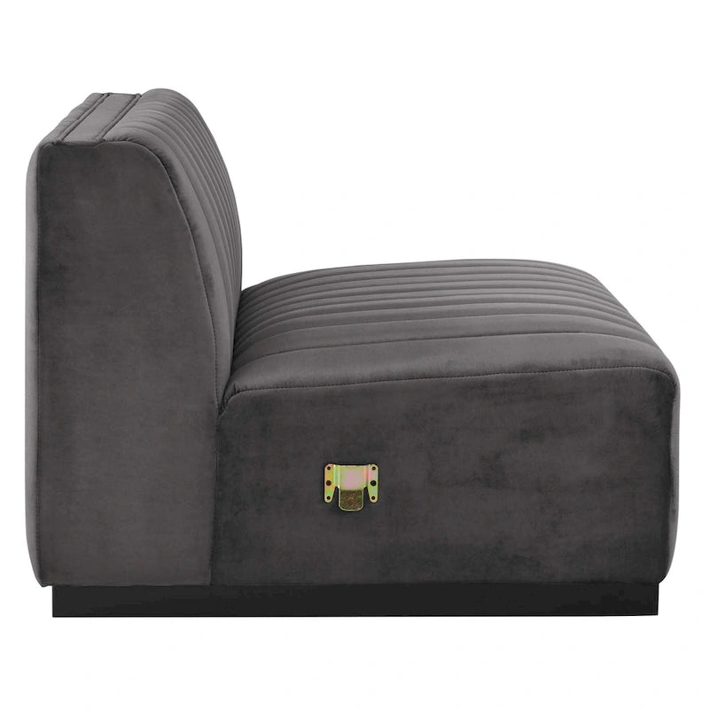 Poltrona senza braccioli in velluto Channel Tufted | Poltroncina moderna | Stile per il soggiorno