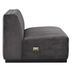 Poltrona senza braccioli in velluto Channel Tufted | Poltroncina moderna | Stile per il soggiorno