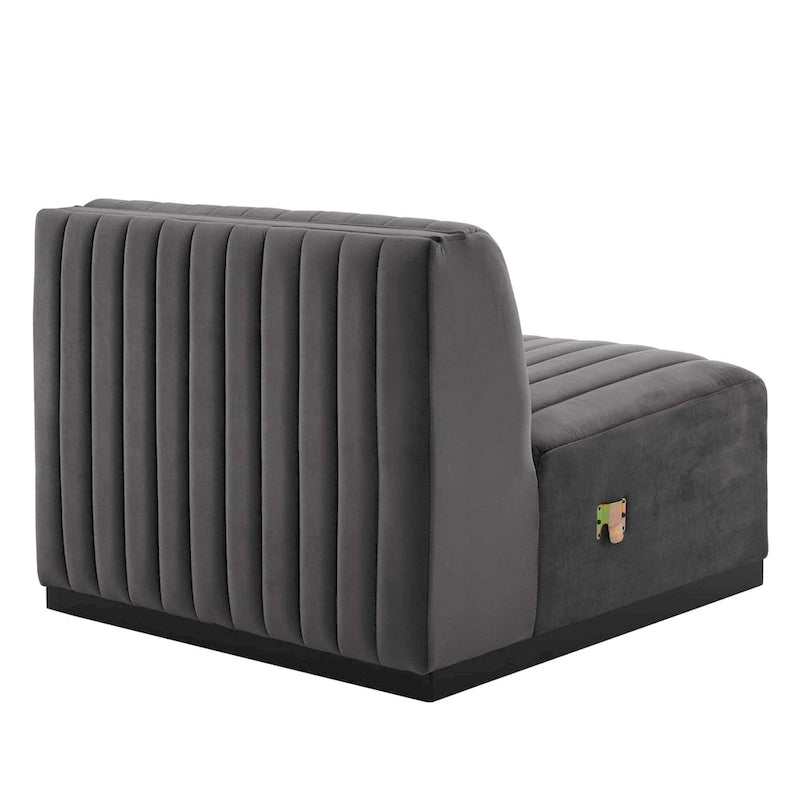 Poltrona senza braccioli in velluto Channel Tufted | Poltroncina moderna | Stile per il soggiorno