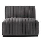 Poltrona senza braccioli in velluto Channel Tufted | Poltroncina moderna | Stile per il soggiorno