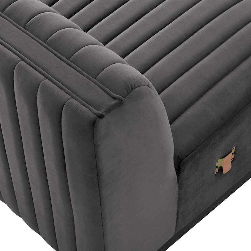 Poltrona senza braccioli in velluto Channel Tufted | Poltroncina moderna | Stile per il soggiorno
