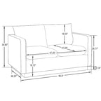 Divanetto moderno in pelle a 2 posti | Base in acciaio inox spazzolato color oro | Cuscini rimovibili | 142 cm