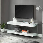 Mobile TV moderno da 60" con pannelli in vetro temperato | 1 ripiano aperto | 1 cassetto | 45 kg