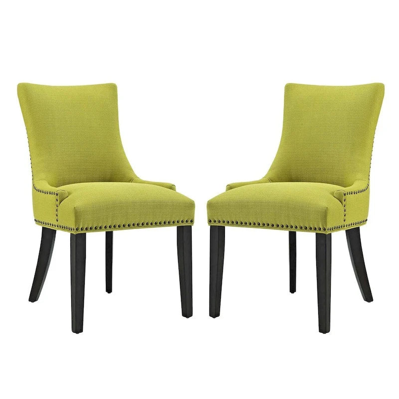 Set di 2 sedie da pranzo imbottite in tessuto | Stile classico | Gambe in legno massello