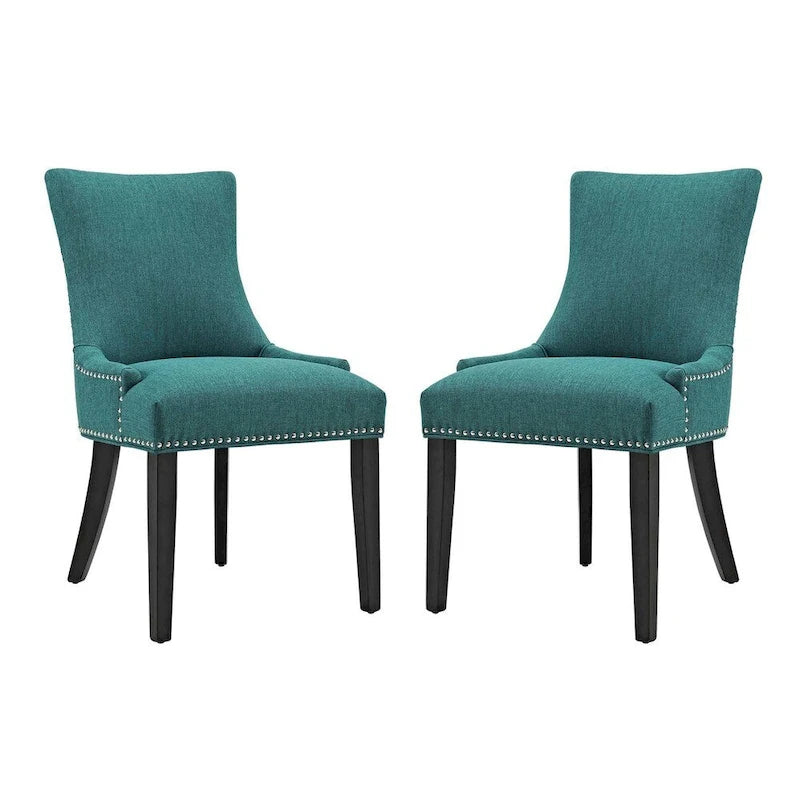 Set di 2 sedie da pranzo imbottite in tessuto | Stile classico | Gambe in legno massello