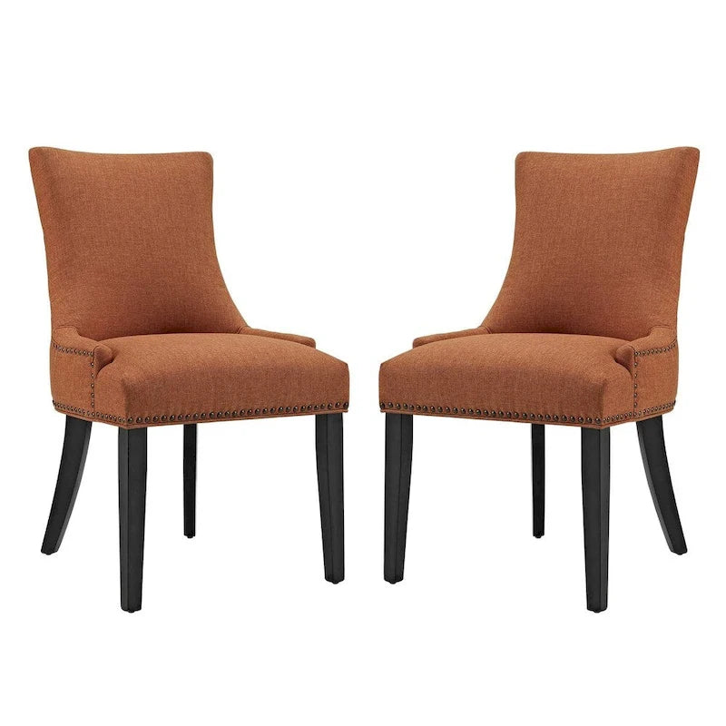 Set di 2 sedie da pranzo imbottite in tessuto | Stile classico | Gambe in legno massello