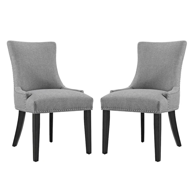 Set di 2 sedie da pranzo imbottite in tessuto | Stile classico | Gambe in legno massello