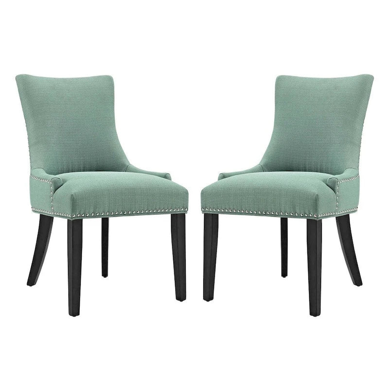 Set di 2 sedie da pranzo imbottite in tessuto | Stile classico | Gambe in legno massello
