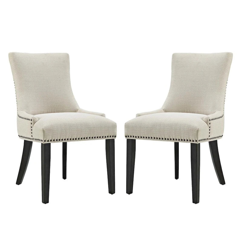 Set di 2 sedie da pranzo imbottite in tessuto | Stile classico | Gambe in legno massello