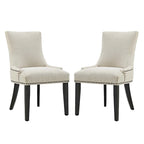 Set di 2 sedie da pranzo imbottite in tessuto | Stile classico | Gambe in legno massello