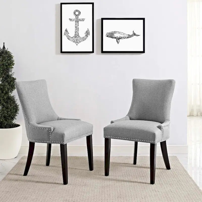 Set di 2 sedie da pranzo imbottite in tessuto | Stile classico | Gambe in legno massello