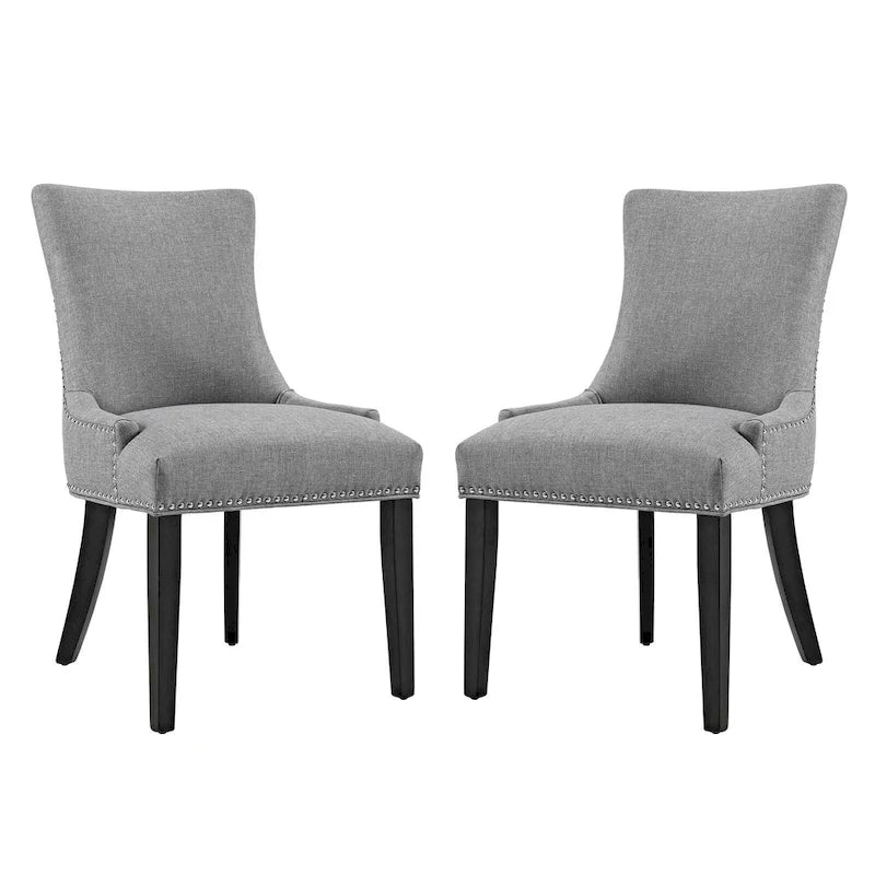 Set di 2 sedie da pranzo imbottite in tessuto | Stile classico | Gambe in legno massello