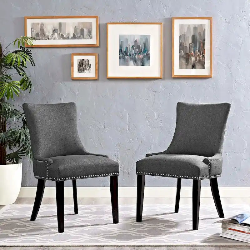 Set di 2 sedie da pranzo imbottite in tessuto | Stile classico | Gambe in legno massello