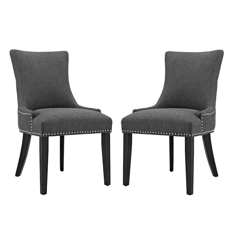 Set di 2 sedie da pranzo imbottite in tessuto | Stile classico | Gambe in legno massello