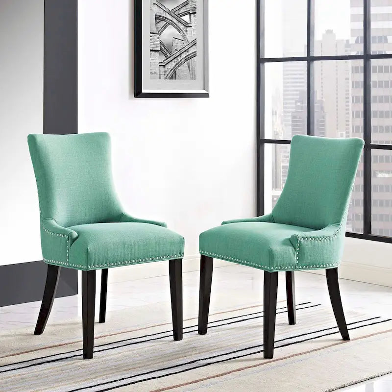 Set di 2 sedie da pranzo imbottite in tessuto | Stile classico | Gambe in legno massello