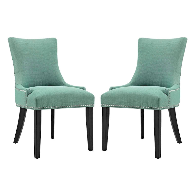 Set di 2 sedie da pranzo imbottite in tessuto | Stile classico | Gambe in legno massello