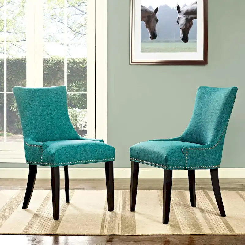 Set di 2 sedie da pranzo imbottite in tessuto | Stile classico | Gambe in legno massello