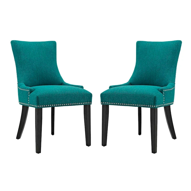 Set di 2 sedie da pranzo imbottite in tessuto | Stile classico | Gambe in legno massello