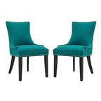 Set di 2 sedie da pranzo imbottite in tessuto | Stile classico | Gambe in legno massello