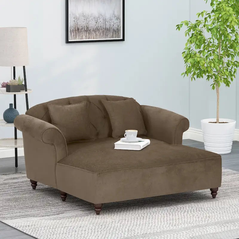 Chaise longue matrimoniale capitonné contemporanea con cuscini decorativi | 160 cm (L) x 148,6 cm (P) x 87,6 cm (A)