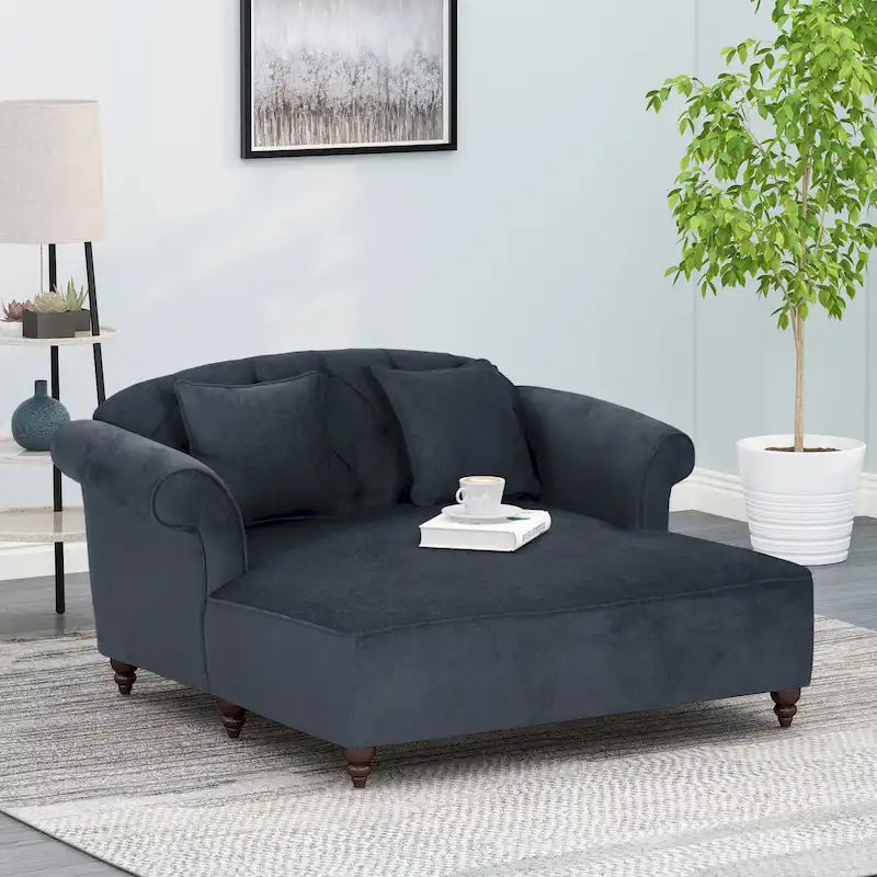 Chaise longue matrimoniale capitonné contemporanea con cuscini decorativi | 160 cm (L) x 148,6 cm (P) x 87,6 cm (A)