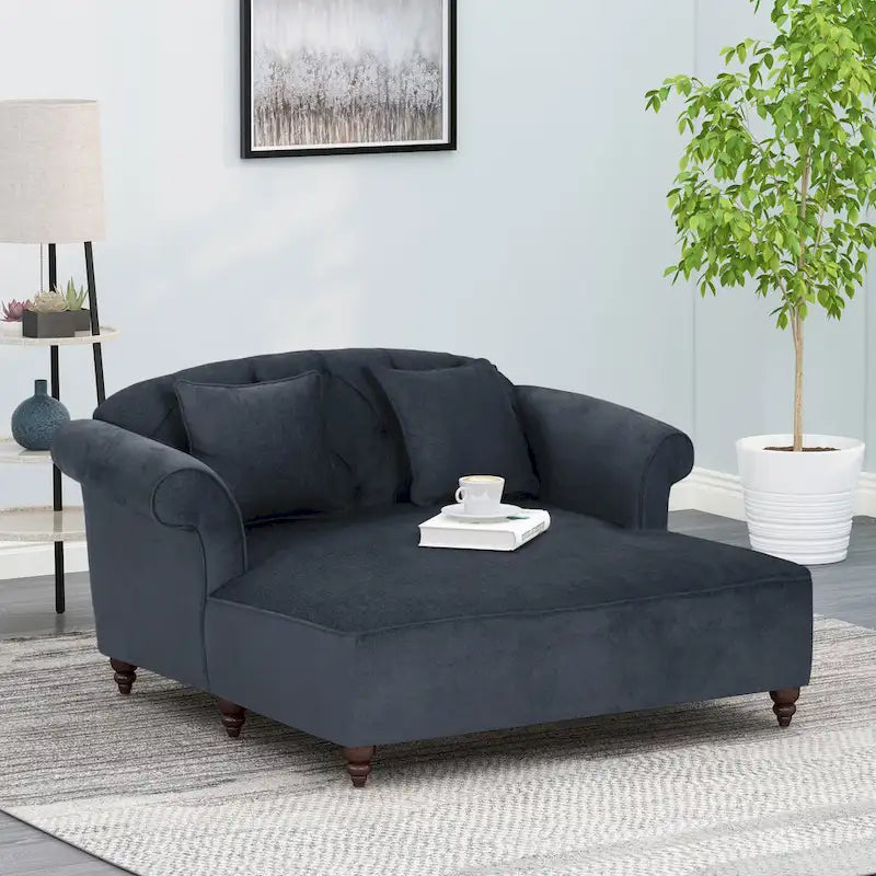 Chaise longue matrimoniale capitonné contemporanea con cuscini decorativi | 160 cm (L) x 148,6 cm (P) x 87,6 cm (A)
