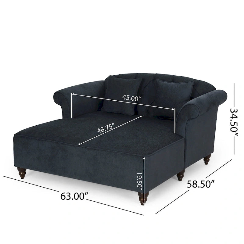 Chaise longue matrimoniale capitonné contemporanea con cuscini decorativi | 160 cm (L) x 148,6 cm (P) x 87,6 cm (A)