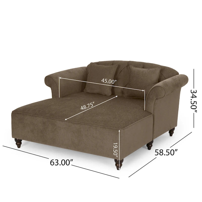 Chaise longue matrimoniale capitonné contemporanea con cuscini decorativi | 160 cm (L) x 148,6 cm (P) x 87,6 cm (A)