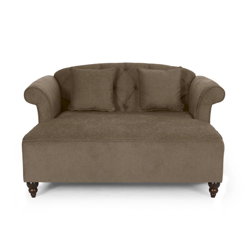 Chaise longue matrimoniale capitonné contemporanea con cuscini decorativi | 160 cm (L) x 148,6 cm (P) x 87,6 cm (A)