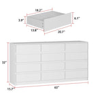 Comò a 12 cassetti per camera da letto con cassetti profondi, grande cassettiera in legno da pavimento