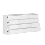 Comò a 12 cassetti per camera da letto con cassetti profondi, grande cassettiera in legno da pavimento