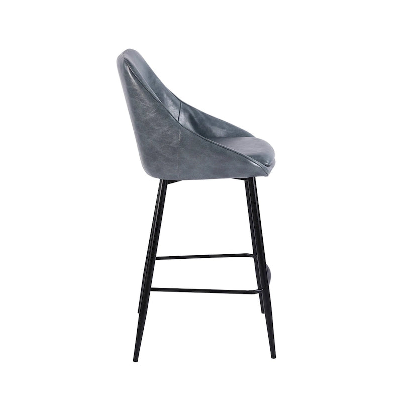 Set di 2 sgabelli da bancone | Rivestimento in pelle PU | Gambe in ferro | Altezza bar