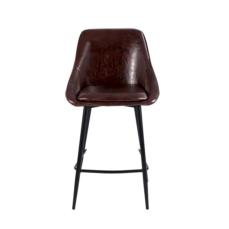 Set di 2 sgabelli da bancone | Rivestimento in pelle PU | Gambe in ferro | Altezza bar