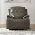 Poltrona Reclinabile Elettrica | Rivestimento in Pelle Grigio Grafite | Base Girevole e Scorrevole | Poltrona Ergonomica