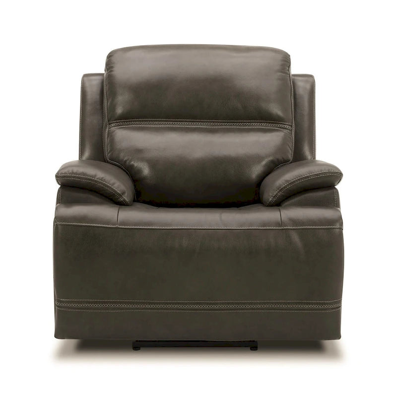 Poltrona Reclinabile Elettrica | Rivestimento in Pelle Grigio Grafite | Base Girevole e Scorrevole | Poltrona Ergonomica