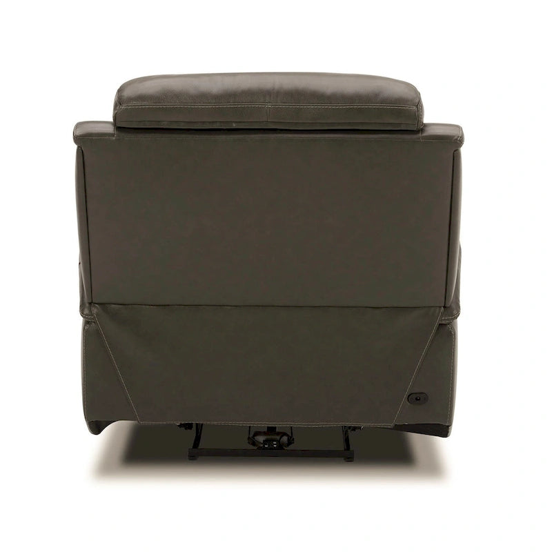 Poltrona Reclinabile Elettrica | Rivestimento in Pelle Grigio Grafite | Base Girevole e Scorrevole | Poltrona Ergonomica