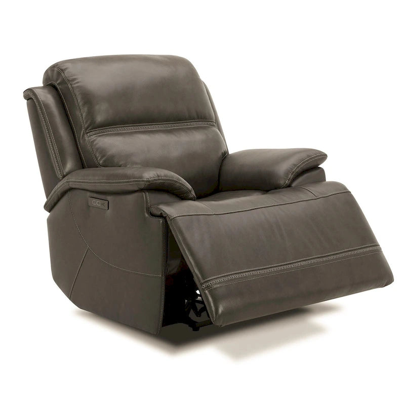 Poltrona Reclinabile Elettrica | Rivestimento in Pelle Grigio Grafite | Base Girevole e Scorrevole | Poltrona Ergonomica