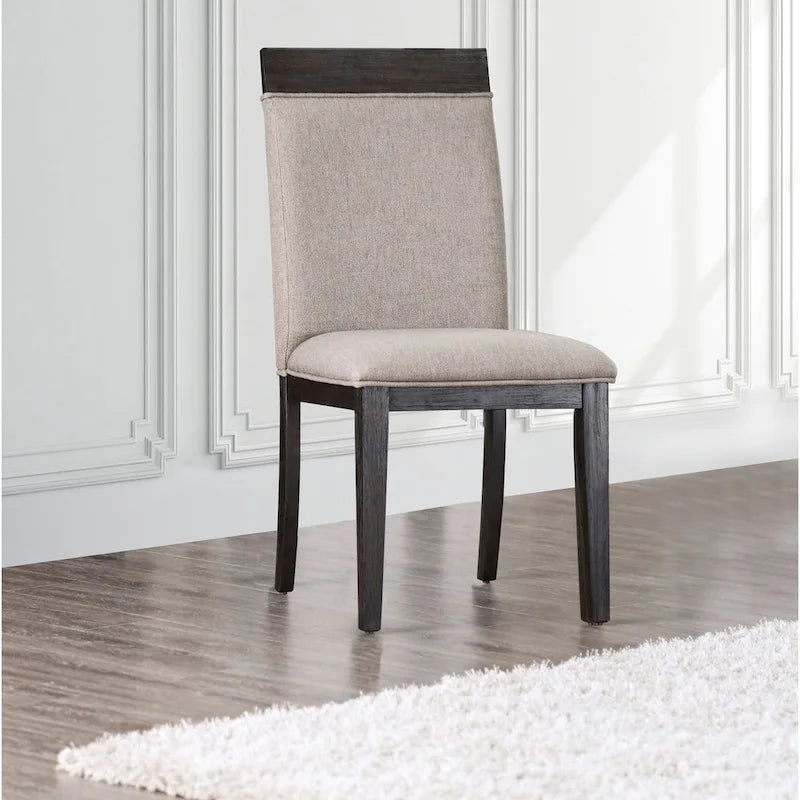 Set di 2 sedie da pranzo contemporanee in tessuto | Espresso e grigio | Seduta e schienale imbottiti