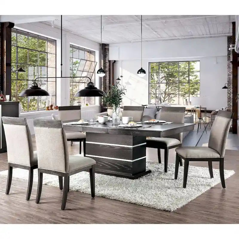 Set di 2 sedie da pranzo contemporanee in tessuto | Espresso e grigio | Seduta e schienale imbottiti