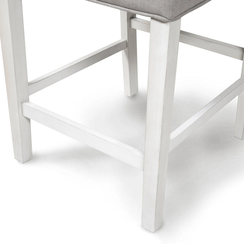 Set di 2 sedie da bancone | Grigie capitonné | Bordatura con borchie | 113 kg ciascuna