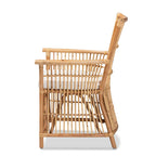 Poltrona in Rattan Imbottita Stile Bohemien Rosa-Bianco/Marrone Naturale