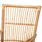 Poltrona in Rattan Imbottita Stile Bohemien Rosa-Bianco/Marrone Naturale