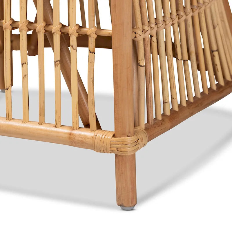 Poltrona in Rattan Imbottita Stile Bohemien Rosa-Bianco/Marrone Naturale
