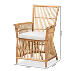 Poltrona in Rattan Imbottita Stile Bohemien Rosa-Bianco/Marrone Naturale
