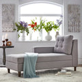 Chaise longue imbottita con contenitore | Tessuto effetto lino | Trapuntatura capitonné | Piedini color noce