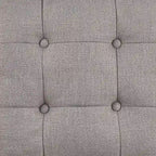 Chaise longue imbottita con contenitore | Tessuto effetto lino | Trapuntatura capitonné | Piedini color noce