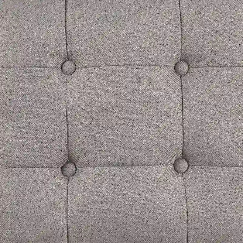 Chaise longue imbottita con contenitore | Tessuto effetto lino | Trapuntatura capitonné | Piedini color noce