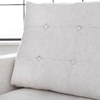 Chaise longue imbottita con contenitore | Tessuto effetto lino | Trapuntatura capitonné | Piedini color noce