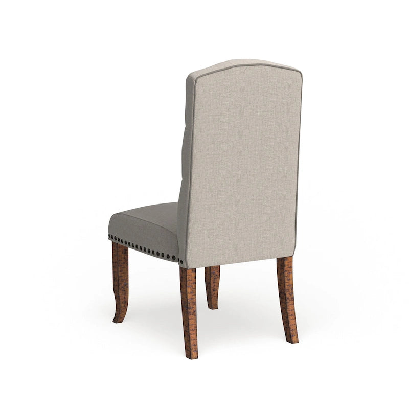 Set di 2 sedie da pranzo in tessuto trapuntato stile rustico | Gambe in legno massello | Seduta imbottita