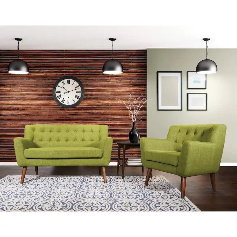 Divanetto in Tessuto con Schienale Trapuntato Stile Mid-Century | 2 Posti | Stile Moderno per Soggiorno